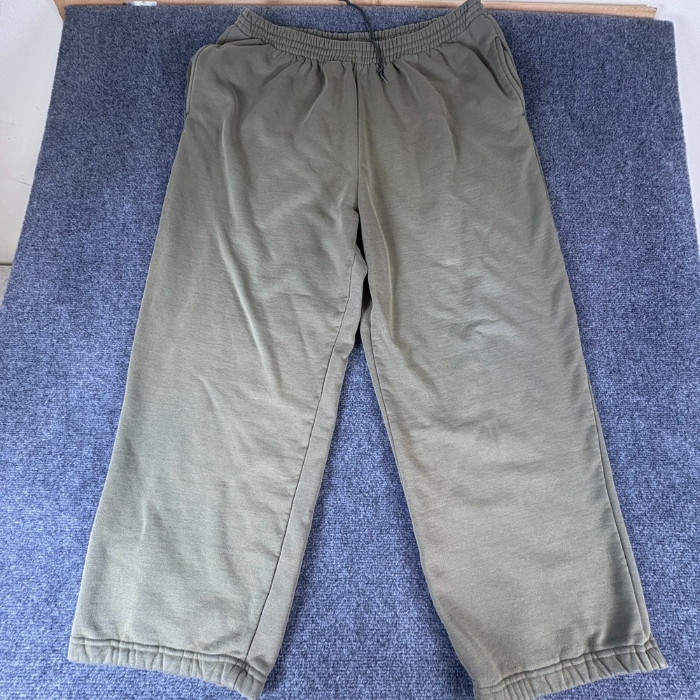 Carhartt Sweatpants Men 35x29.5 Olive Green Fleece Lined Straight Leg Drawstring